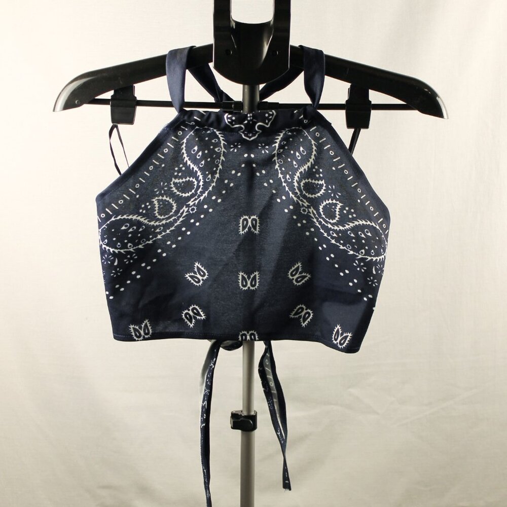 Juniors L Bandana Shirt with Tie Neck and Tie Back.
